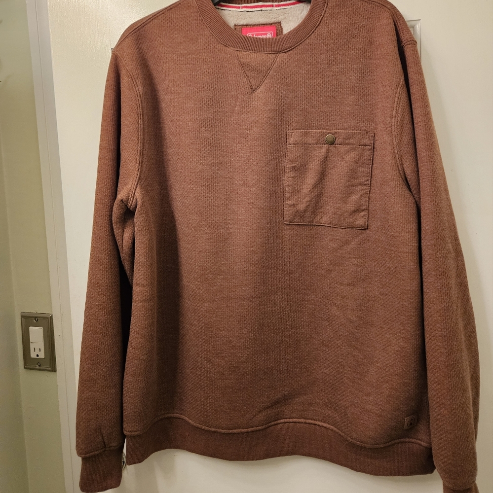 Coleman Fleece Lined Sweatshirt Mens XL Rust Brown Pullover Long Sleeve & Pocket